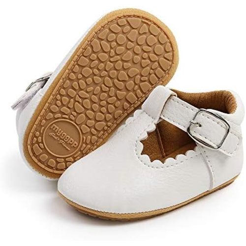 Baby Girls Mary Jane Flats Shoes Moccasins Rubber Non-Slip Soft Sole Toddler Princess Dress Shoes