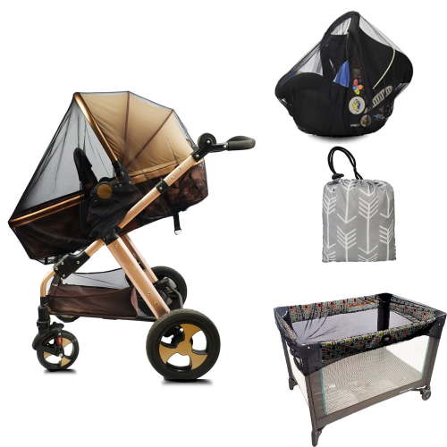 DODO NICI Mosquito Net for Stroller, Baby Bug Net with 670 Holes/inch, Black, Sewn-in Pouch