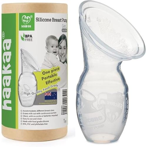 Haakaa Silicone Breastfeeding Manual Breast Pump Milk Pump 100% Food Grade Silicone BPA PVC and Phthalate Free | 4 oz Capacity