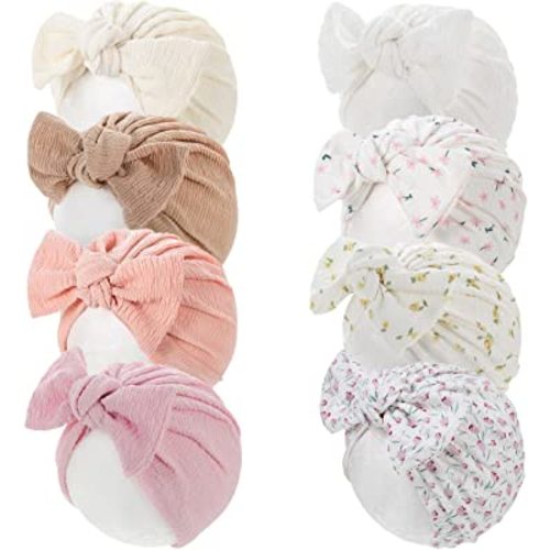 Baby Girl Hat with Disc Flower Newborn Infant Toddlers Beanies Caps Hats Baby Kids Knotted Turbans Headband Cap…