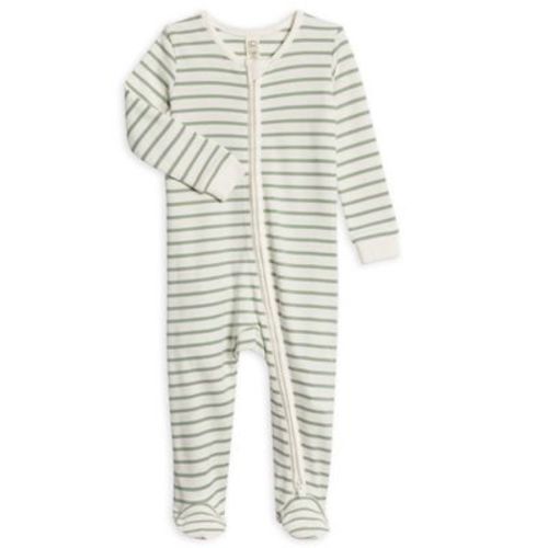 Colored Organics Peyton Zipper Sleeper Wave Stripe / Rain 3-6M