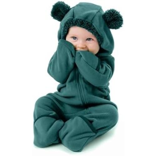 Fleece Baby Bunting Bodysuit – Infant One Piece Kids Hooded Romper Outerwear Toddler Jacket