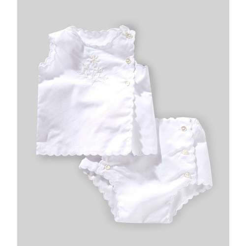 Edgehill Collection x Kristin Ellen Hockman Baby Girls Newborn-24 Months Linnea Embroidered Top & Diaper Cover Set