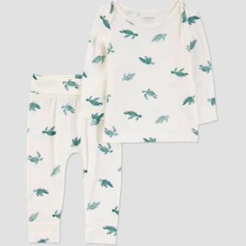 Carter's Just One You® Baby Boys' 2pc Comfy Turtles Top & Bottom Set - Ivory/green Newborn