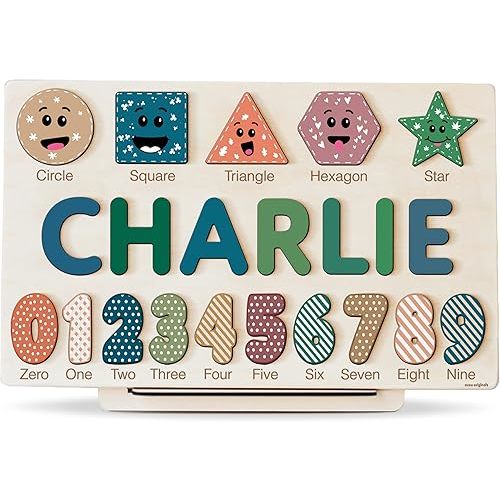 Boy and Girl Personalized Birthday Gift, Custom Handmade Name Puzzle with Animals, Gift for Kids, Christmas Gifts, Unique New Baby Gift