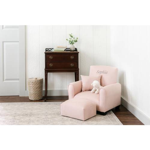 Personalized Kids Chair, Childs Upholstered Rocking Chair, Toddler Chair, Kids Armchair - Blush Suede