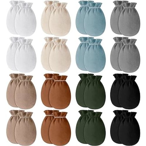 16 Pairs Unisex Newborn Mittens Newborn Baby Cotton Mittens for Baby Boys Girls 0-6 Months