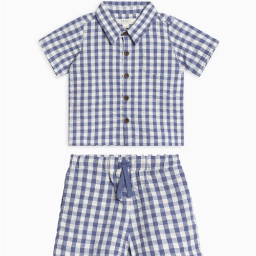 Organic 2 Piece Boys Seersucker Outfit Set
