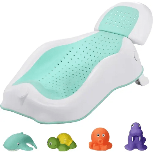 Baby Bather Baby Bath Seat Adjustable Reclining Soft Baby Bath Support for Bathtub or Sink,No-Slip Ergonomic Baby Bathtub Chair,Travel Baby Tub for Newborn Infant Boy Girl Shower,Bath Essential (Aqua)