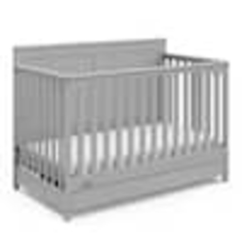 Graco Hadley 4-in-1 Convertible Crib with Drawer-Pebble Gray 04521-70F