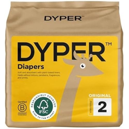 DYPER Baby Diapers Size 2 | Honest Ingredients | Cloth Alternative | Day & Overnight | Made with Plant-Based* Materials | Hypoallergenic