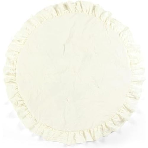 Lush Decor Baby Round Ruffle Play Mat Single 36" Diameter, Ivory