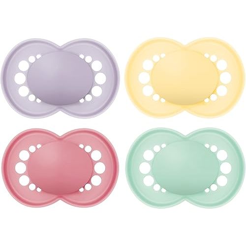 MAM Original Matte Baby Pacifier, Pink/Purple/Blue, 6-16 Months (4 Count)