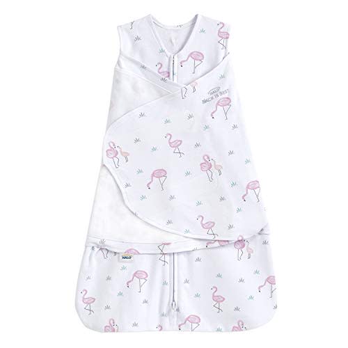 HALO 100% Cotton Sleepsack Swaddle, 3-Way Adjustable Wearable Blanket, TOG 1.5, Flamingos, Newborn, 0-3 Months