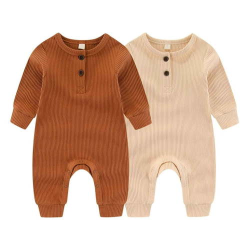 Falianni Fashion Solid Unisex Baby Boy Girl Rompers 2 Pack Long Sleeve Jumpsuits Infants Clothes Outfits