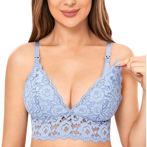 MOMANDA Women's Lace Nursing Bra Wirefree Padded Breastfeeding Maternity Bralette Cute
