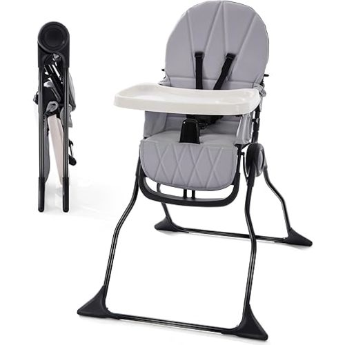 Foldable High Chair for Babies and Toddlers | Silla de Comer para Bebe| Collapsible High Chair Highchairs for Babies and Toddlers | Grey