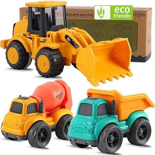 Toddler Toys for Ages 2-4, Kids Toys for 1 2 3 Year Old Boy Girls,Dump Truck Cement Mixer Excavator Toy Cars Set, BPA Free, Phthalates Free, PVC, Outdoor Toddler Boy Toys Birthday