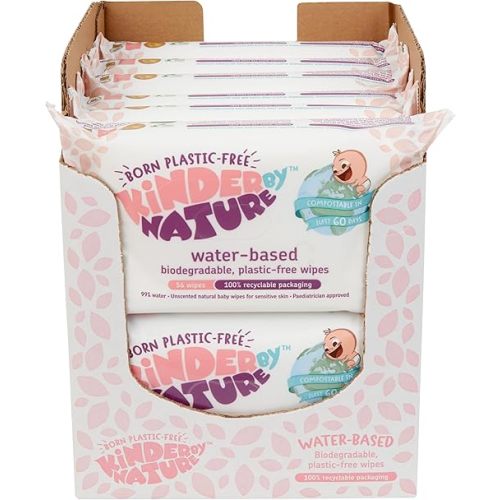 Kinder by Nature Water-Based Baby Wipes - 56 Count (Case of 12 packs)