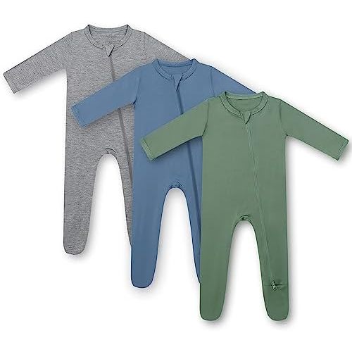 HAPIU Rayon from Bamboo Baby Footed Pajamas, 2 Way Zipper YKK, Footie for Baby Boy Girls, Newborn-24 Months
