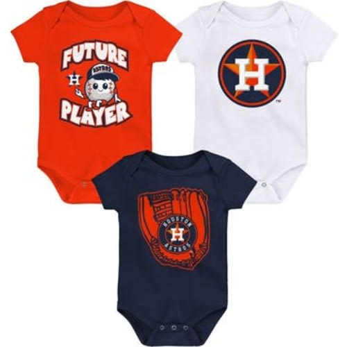 Newborn & Infant Orange/Navy/White Houston Astros Minor League Player Three-Pack Bodysuit Set, 0-3 M
