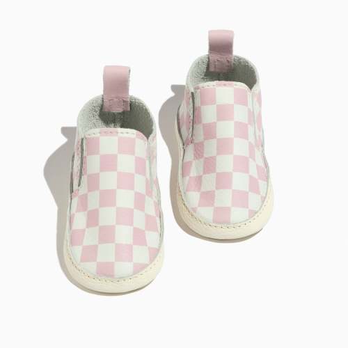 Petal Pink Check Slip On Baby Shoe