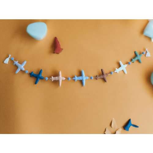 Felt Airplane Garland Plane Garland Kids Room Decor Nursery Decor Natural Colors gift toys baby shower party decor baby boy