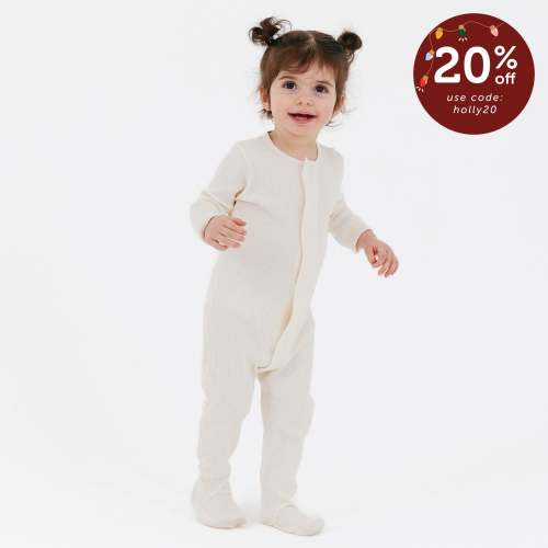 whipped cream ribbed cotton magnetic parent favorite footie – Magnetic Me