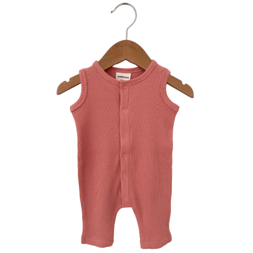 Organic Waffle Easy Romper, Dusty Rose