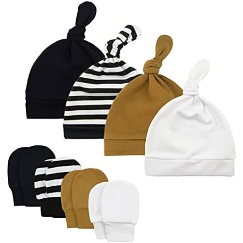 Baby Boy Hat and Mitten Set Knot Baby Beanie for Boys Newborn Hat Winter Infant Caps