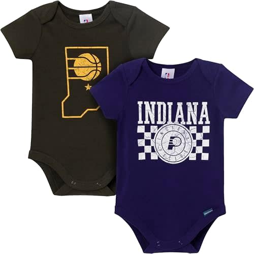 Gerber unisex-baby NBA Team 2 Pack Short Sleeve Onesie Bodysuits