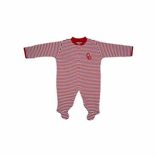 Oklahoma Sooners Baby Crimson Striped Footed Loungewear One Piece Pajamas