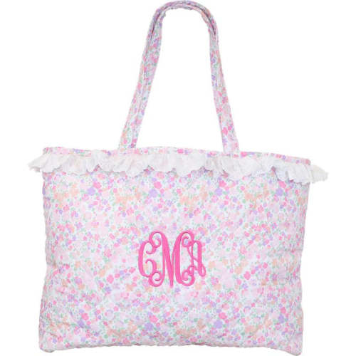 Pink And Lavender Floral Eyelet Tote