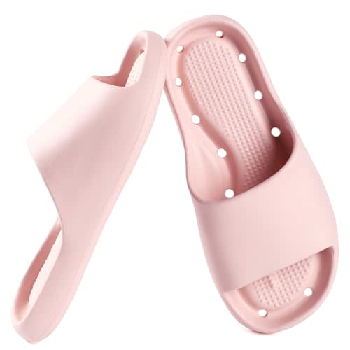 GETOEU Shower Shoes for Women and Men Massage Slide Sandals Soft Cushioned Anti-Slip Pool Slides Comfort Quick Drying with Drain Holes Bathroom Slippers