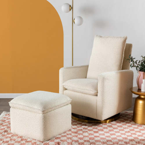 Babyletto Cali Pillowback Swivel Glider in Boucle