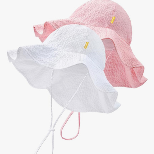 HONGTEYA Baby Sun Hat Toddler Girl Beach Hat Adjustable Outdoor Summer Hat UPF 50+ Sun Protection Wide Brim Infant Kids