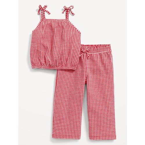 Printed Cinched-Hem Cami and Wide-Leg Pants Set for Toddler Girls