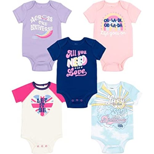 Lyrics by Lennon and McCartney Baby Girls 5 Pack Bodysuits Newborn to Infant