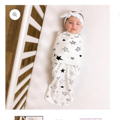 Norani Baby Snugababe Sleep Pod with Arm Inserts - Black and White Stars