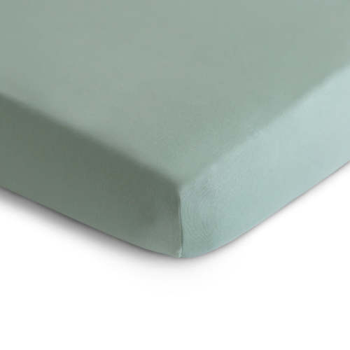 Mushie Stretchy Crib Sheet in Roman Green