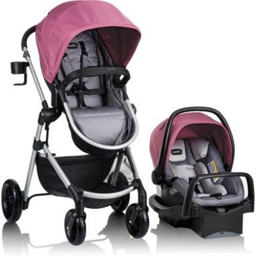 Evenflo Pivot Modular Travel System with LiteMax Infant Car Seat with Anti-Rebound Bar - Dusty Rose
