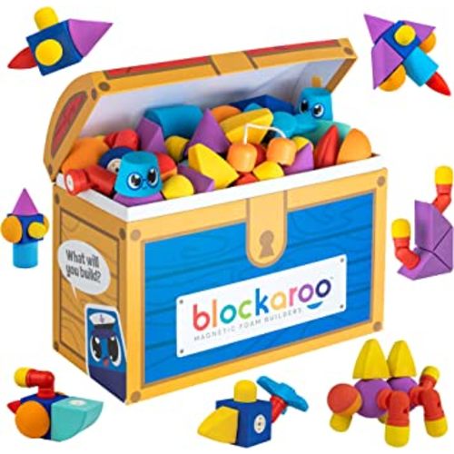 Magnetic Foam Blocks – STEM Preschool Toys for Children, Toddlers, Boys and Girls, The Ultimate Bath Toy – 100 Piece Set with Toy Chest, Bath Building Blocks, Engineering Toys for Kids 3-6