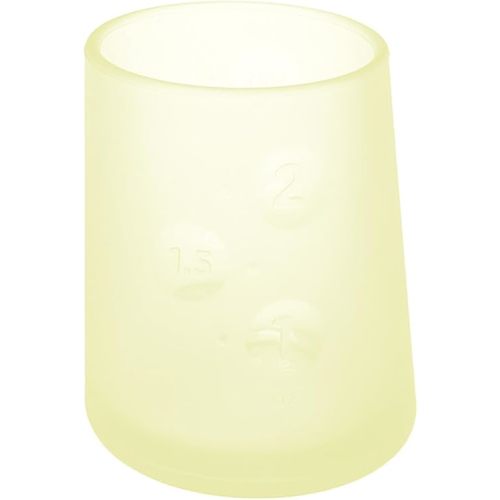 Olababy First Cup | Clear Sense 100% Silicone Infant Trainer Cup | 2oz Medicine Cup for Newborn | Non-Slip & Sloping Design for Tiny Hands & Baby Led Weaning (Lemon, 1 Cup)