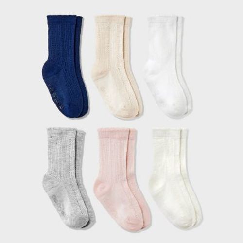 Baby Girls' 6pk Crew Socks - Cat & Jack™ 6-12m