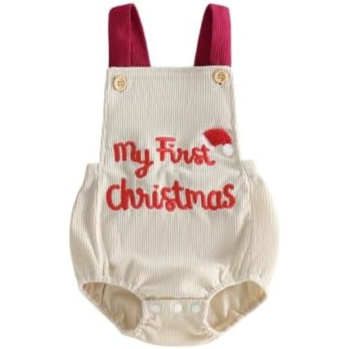 My First Christmas Baby Overalls Corduroy Romper Xmas Clothes