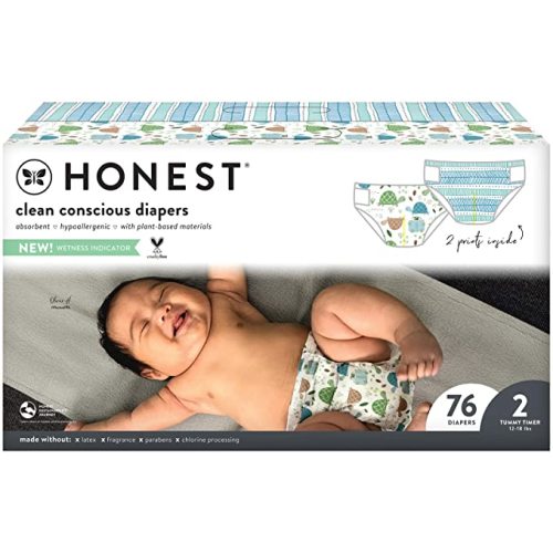 The Honest Company Clean Conscious Diapers, Turtle Time + Teal Tribal, Size 2, 76 Count Club Box - Turtle Time + Dots & Dashes