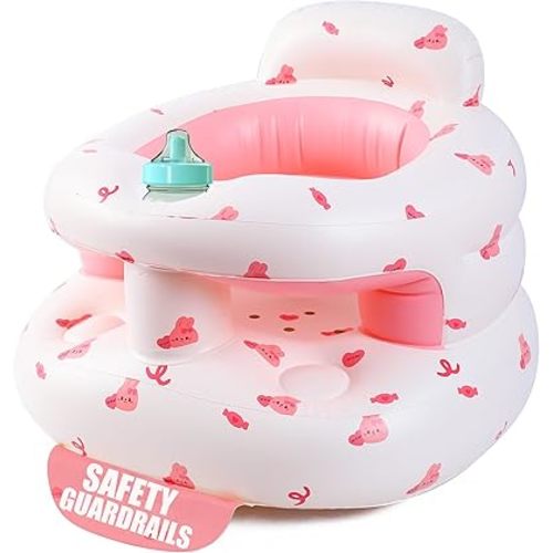 Upgraded Inflatable Baby Seat for Babies 3-36 Months, Inflatable Baby Chair Sit Me Up Floor Seat for Baby, Back Support Baby Seats for Infants for Sitting Up, Blow Up Baby Chair with Built in Air Pump