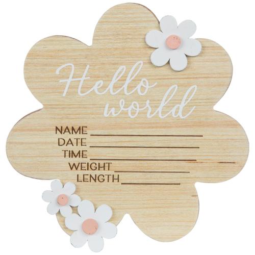 Hello World Flower Wood Decor