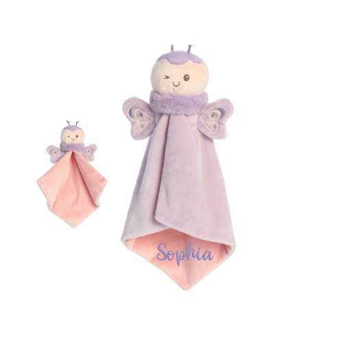 Personalized Butterfly Lovey: Embroidered Baby Security Blanket