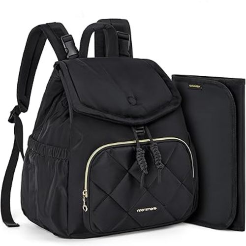 mommore Diaper Bag Backpack, Small Diaper Backpack for Travel, Lightweight Drawstring Baby Bag with Stroller Straps